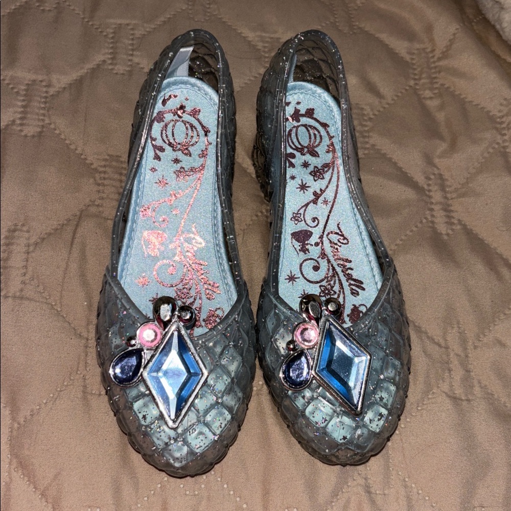 Cinderella Blue Jelly Shoes with Gem Accents